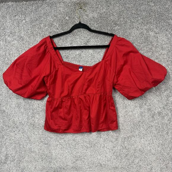 Old Navy Tops - Old Navy Cropped Blouse L Milkmaid Peasant Cottagecore Peplum Romantic Coquette